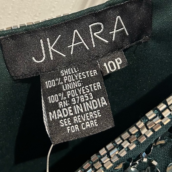 NWT J Kara Women's 3/4 Sleeve V-Neck Beaded Top Long Pull On Gown 10P Petite - Picture 11 of 16